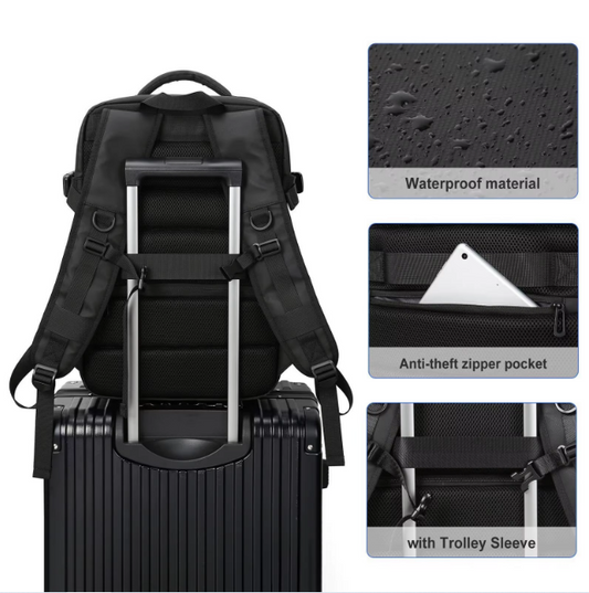 Travel Backpack 43x30x20, Carry on Luggage, Waterproof Backpack, USB Port, Men Women's Bag