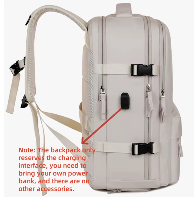 Travel Backpack 43x30x20, Carry on Luggage, Waterproof Backpack, USB Port, Men Women's Bag
