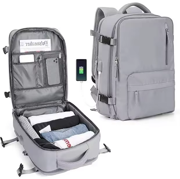 Travel Backpack 43x30x20, Carry on Luggage, Waterproof Backpack, USB Port, Men Women's Bag