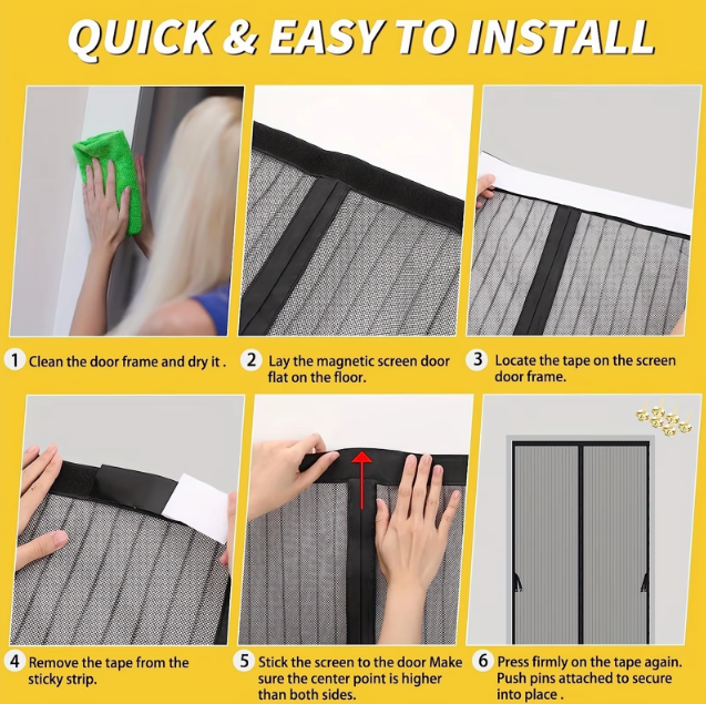 Magnetic Mesh Curtain for Summer, Anti-mosquito Protection, Automatic Closing