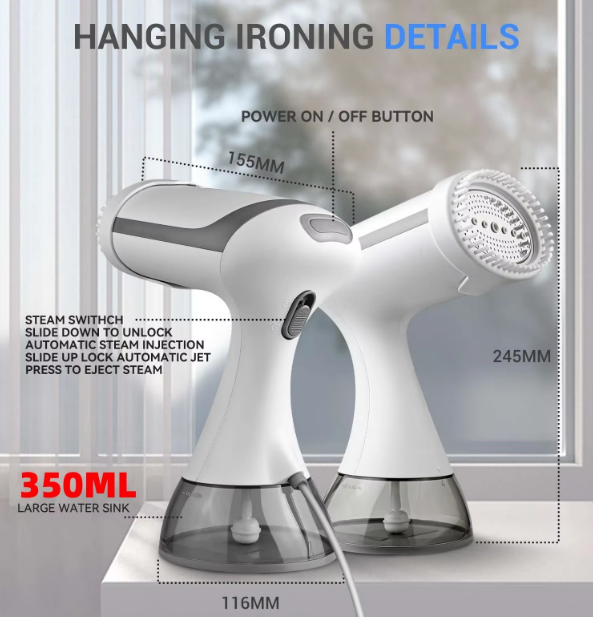 1500W Garment Steamers Hand Holding Ironing Machine, Professional, Powerful And  Portable.